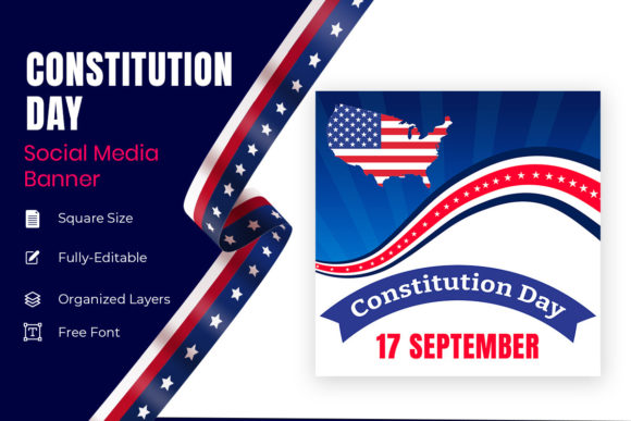 Creative with Blue and Red Brush Strokes: A Dynamic Design for Constitution Day